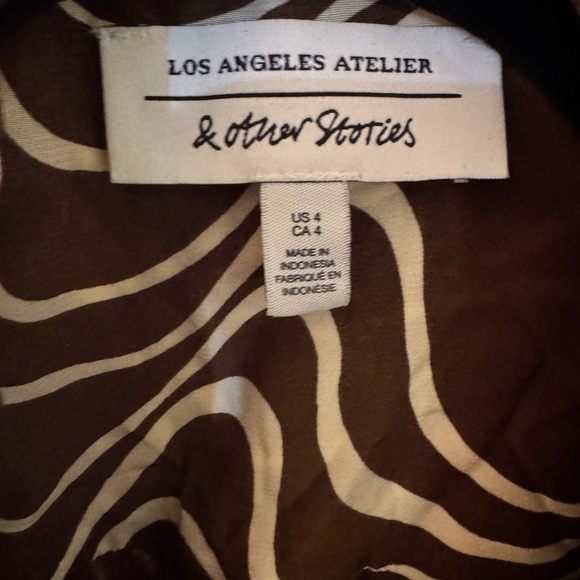 & Other Stories Brown and White midi dress in brown print - Picture 5 of 14